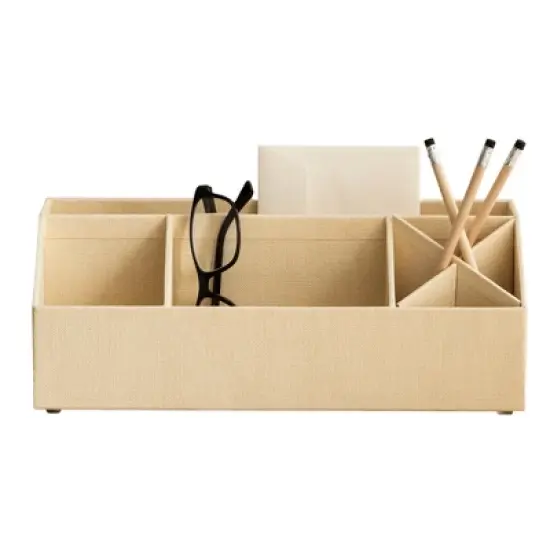 Bigso Elisa Desk Organizer with 7 Compartments &ndash; Durable Office Supply Caddy &ndash; Cream &ndash; 13x4.9x4.9in image {7}