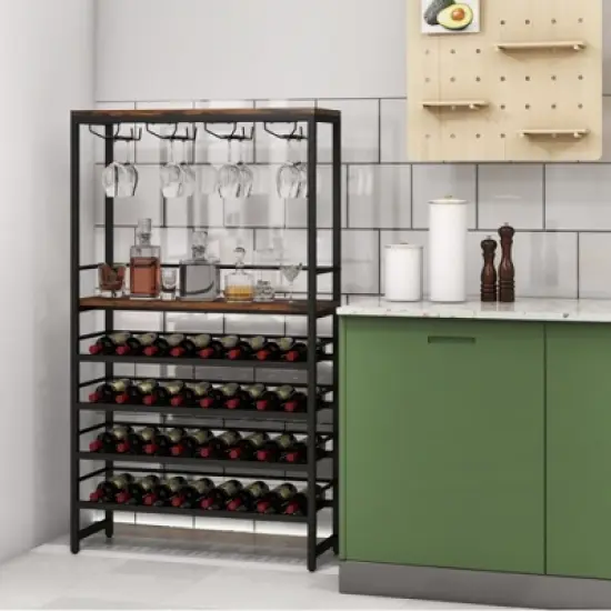 MOEPISY Freestanding Wine Rack with 4 Tier Wine Storage image {3}
