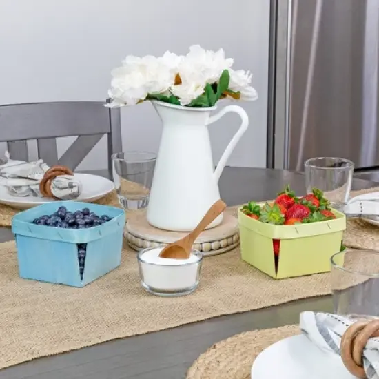 Cornucopia Brands Quart Wooden Berry Baskets, Pastels, 6pc Set; for Fruit, Gifts, Easter, Crafts image {3}