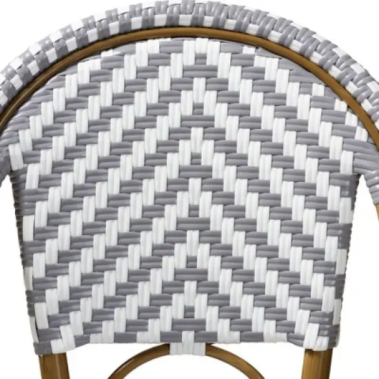 Ilene Indoor and Outdoor Stackable Bistro Barstool Gray/White - BaxtonStudio image {4}