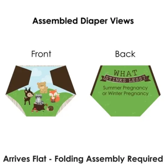 Big Dot of Happiness Woodland Creatures - Baby Shower Conversation Starter - 2-in-1 Dirty Diaper Game - Set of 24 image {6}