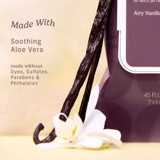 Niches & Nooks Intimate pH Balanced Refreshing Flushable Feminine Wipes - Airy Vanilla - 45ct image {6}