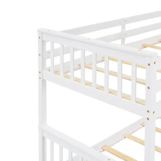 Twin over Full Bunk Bed with Ladders and Two Storage Drawers-ModernLuxe image {9}