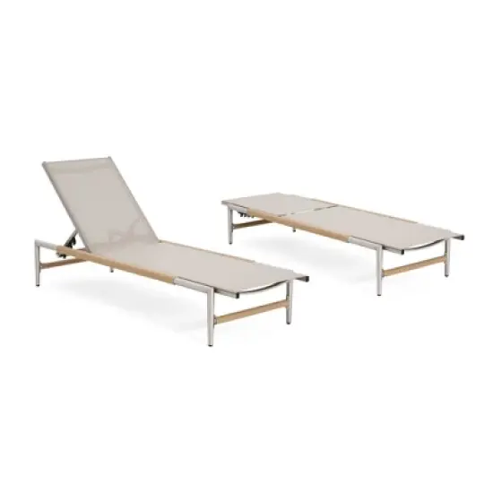 Outdoor Patio Aluminum Chaise Lounge, Aluminum Frame Chaise Lounge with Breathable Mesh Seat, Patio Chaise Lounge with Rope-Wrapped Rounded Legs-Koiai image {1}