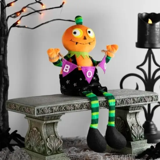 Northlight Jack O Lantern Halloween Decoration with Boo Banner- 14" image {1}