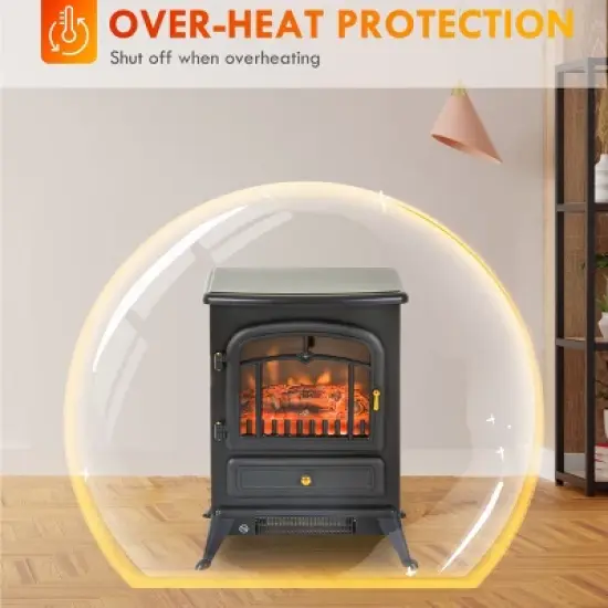 SEVOBAL Fireplace Insert Heater Mantel 3D Flame Fireplace Stove Bottom Air Outlet Fire Place Panoramic Fire Place Heater, Black, 17.7"*13.2"*22.2" image {3}