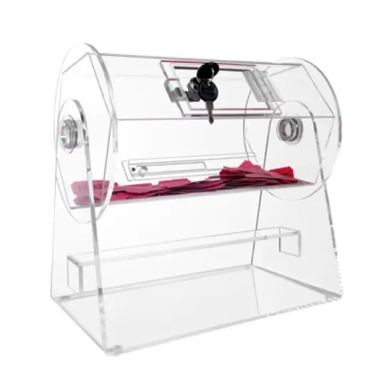VEVOR Acrylic Raffle Drum, Professional Raffle Ticket Spinning Cage with 2 Keys, Transparent Lottery Spinning Drawing, Holds 2500 Tickets image {8}