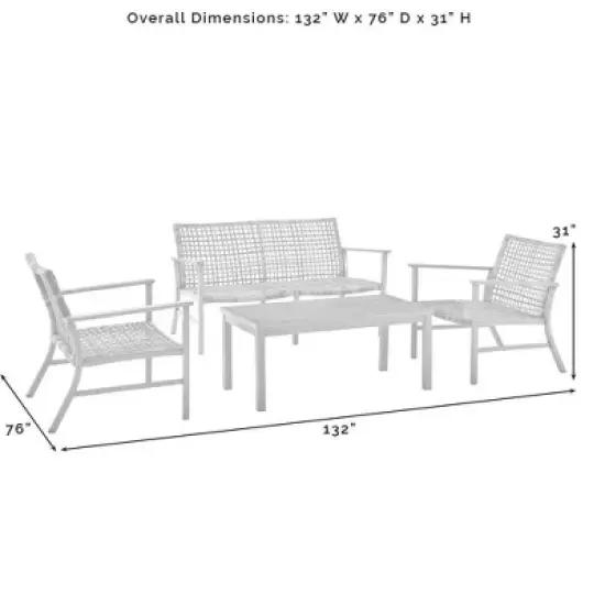 Ridley 4pc Outdoor Wicker & Metal Conversation Set - Gray - Crosley image {8}