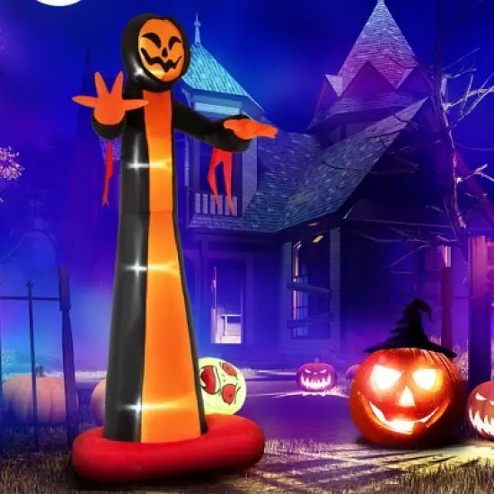 Costway 12 FT Inflatable Grim Reaper Ghost Large Halloween Inflatables with Built-in LED Lights and Scary Skull image {7}