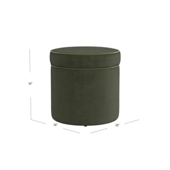 HomePop Ava Velvet Ottoman with Storage Green image {10}