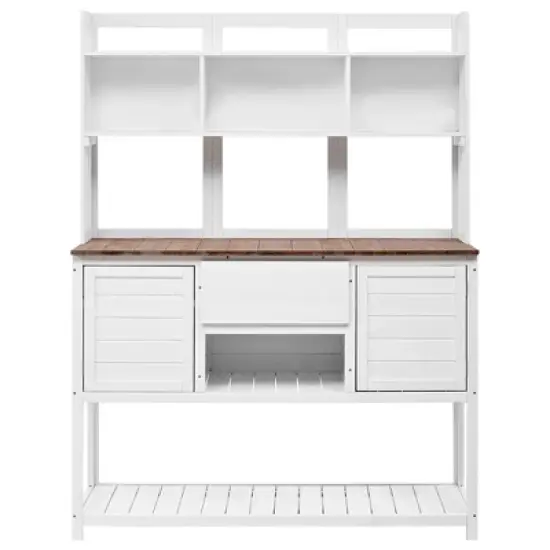 Hrinhom 50.2"W Solid Fir Wood Potting Bench,Garden Workstation image {3}