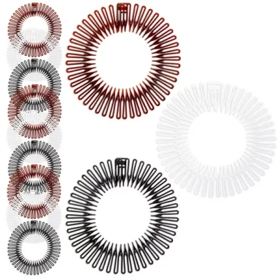 Glamlily 12 Pack 90s Zig Zag Style Circle Headbands with Teeth for Women's Hair Accessories (3 Assorted Colors) image {8}