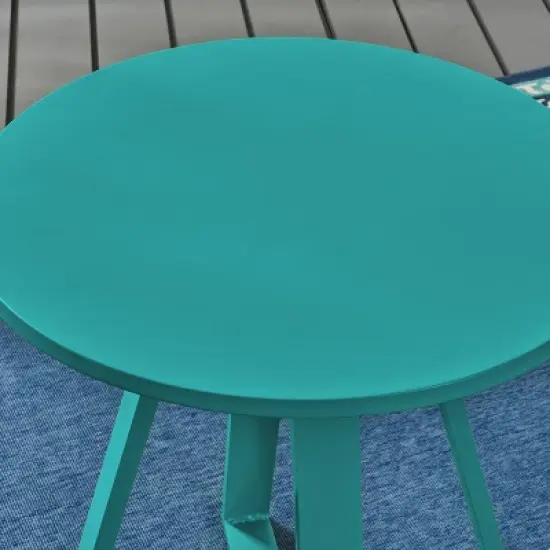 Haiti 3pc Iron Patio Bistro Set - Matte Teal - Christopher Knight Home image {3}