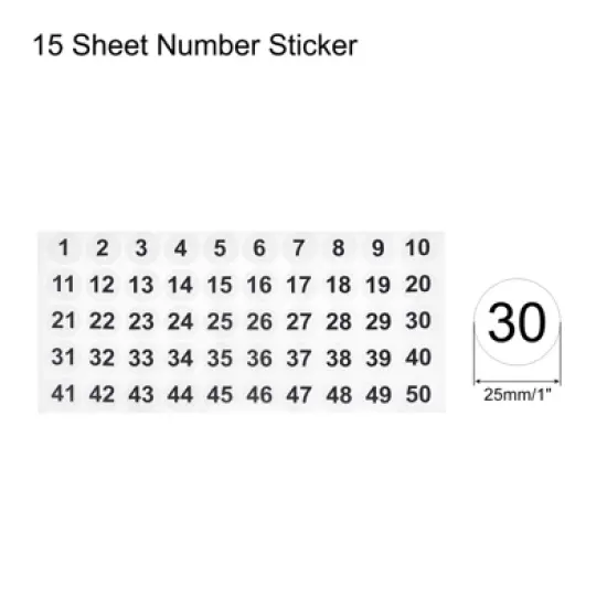Unique Bargains Office Home Warehouse Self-Adhesive 1 to 50 Number Stickers image {1}