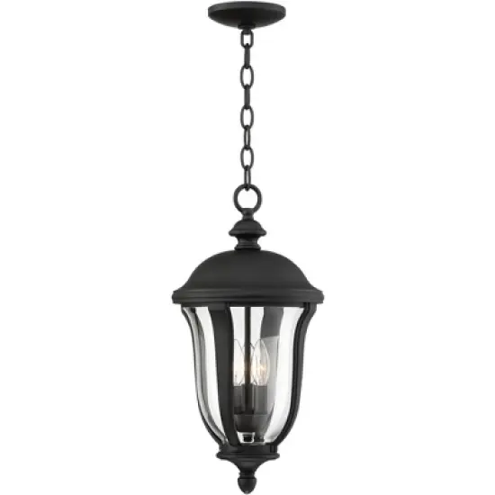 John Timberland Park Sienna Vintage Outdoor Hanging Light Black Metal 20" Clear Glass for Post Exterior Barn Deck House Porch Yard Patio Home Outside image {4}