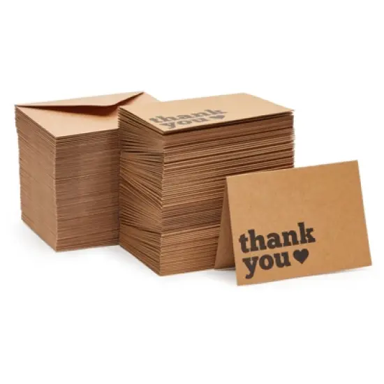 Best Paper Greetings 120 Pack Kraft Paper Thank You Cards with Envelopes - Bulk Thank You Cards for Wedding, Baby Shower (3.5x5 in) image {7}