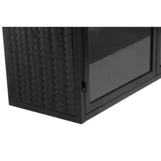 27.56" 3-Tier Storage Shelf Glass Door Wall Cabinet with Characteristic Woven Pattern - ModernLuxe image {6}