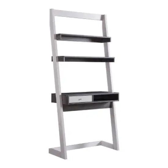 Holten 2 Open Shelves Leaning Desk White Oak/Distressed Gray - miBasics image {4}