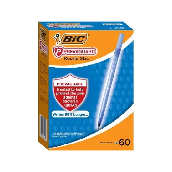 BIC PrevaGuard Round Stic Ballpoint Pen Medium Point Blue Ink 60/Pack (GSAM60-BLU) image {4}