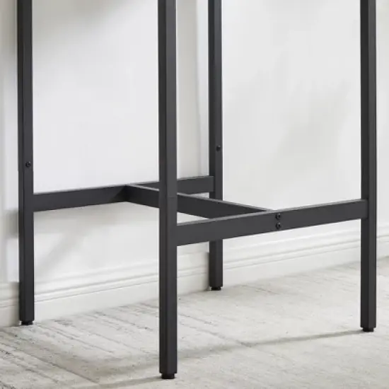 SKRAN Set of 3 Industrial Bar Table and Chairs, Square Pub Table with 2 Stools & Backrest,Counter Height set for Dining Room Small Space image {6}