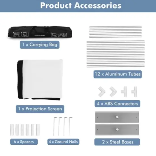 Costway 120'' Projector Screen w/ Stand 16:9 HD 4K Indoor Outdoor Projection Movie Screen image {8}