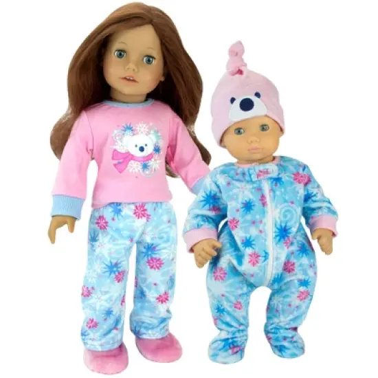 Sophia&rsquo;s Winter PJs and Slippers for 18" Dolls, Pink/Blue image {3}