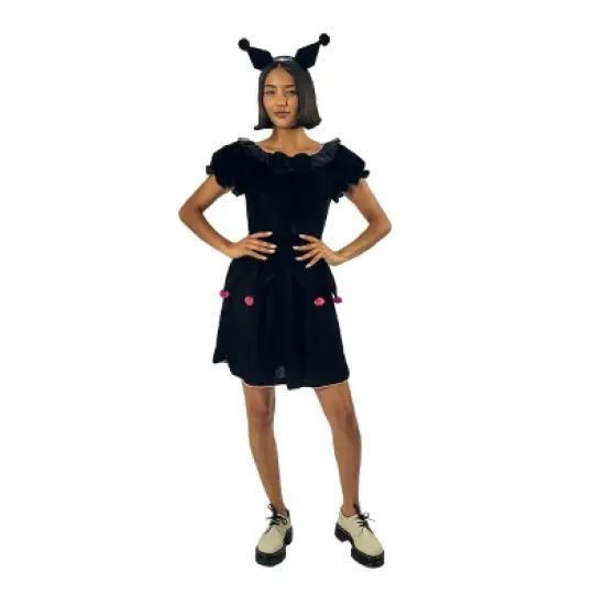 Kuromi Women's Black Cosplay Dress With Matching Headband image {1}