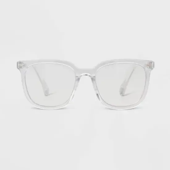 Women's Gloss Plastic Square Blue Light Filtering Reading Glasses - Universal Thread&trade; Clear image {2}