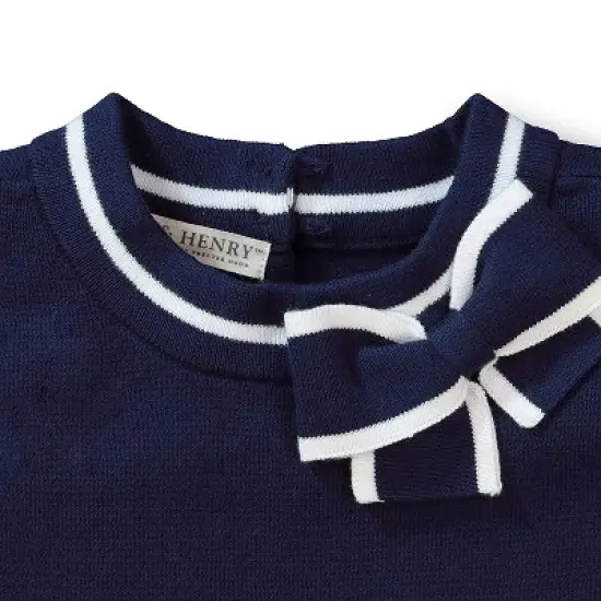 Hope & Henry Girls' Milano Tipped Short Sleeve Sweater, Kids image {1}