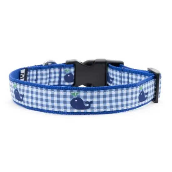 The Worthy Dog Gingham Whales Dog Collar image {1}