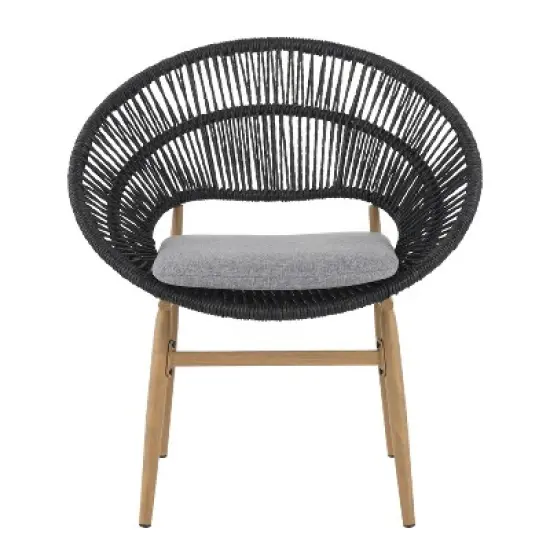 Christopher Knight Home Cliff Papasan-Style Rattan & Iron Patio Dining Chair with Faux Wood Finish (Set of 2) image {3}