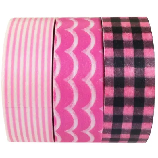 Wrapables Pink Pleasure Japanese Washi Masking Tape (Set of 3) image {3}