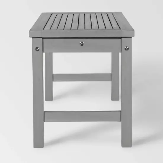 Ravenscroft Modern Boho Acacia Wood Slat Top Outdoor Dining Bench - Gray Wash - Saracina Home image {3}