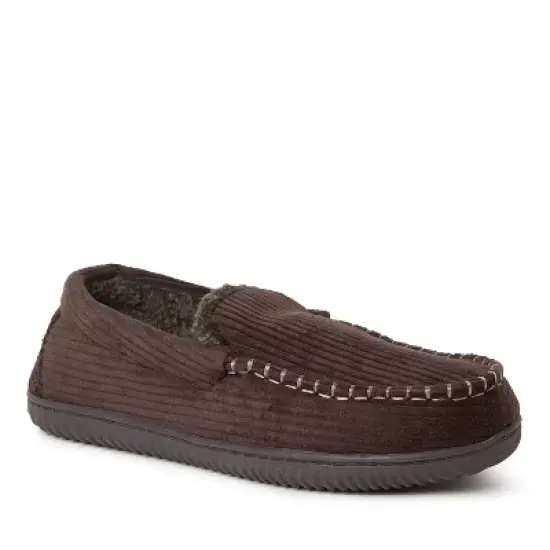 Dearfoams Mens Niles Corduroy Moccasin Slipper image {6}