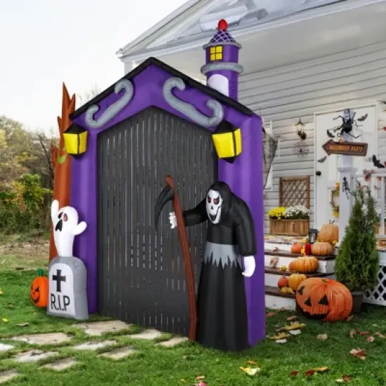 Syemin Decorative Holiday Scene Props Halloween Inflatables Castle Archway Outdoor Decorations, Scary Halloween Ghost Decor, Purple, 94.5"*23.6"*118" image {3}