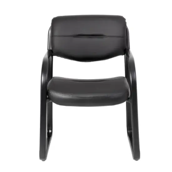 Leather Sled Base Guest Chair Black - Boss Office Products image {5}