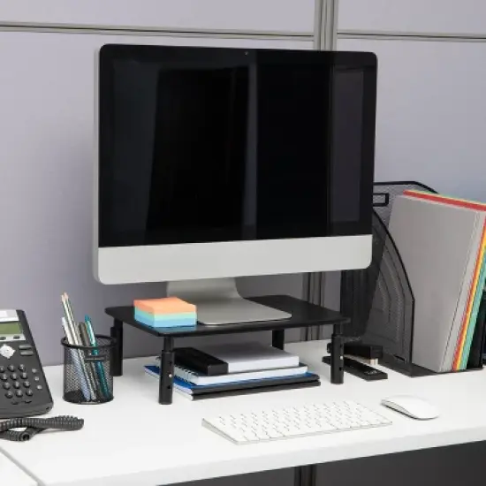 Mind Reader Rectangle Monitor Stand Ventilated Metal Black image {1}