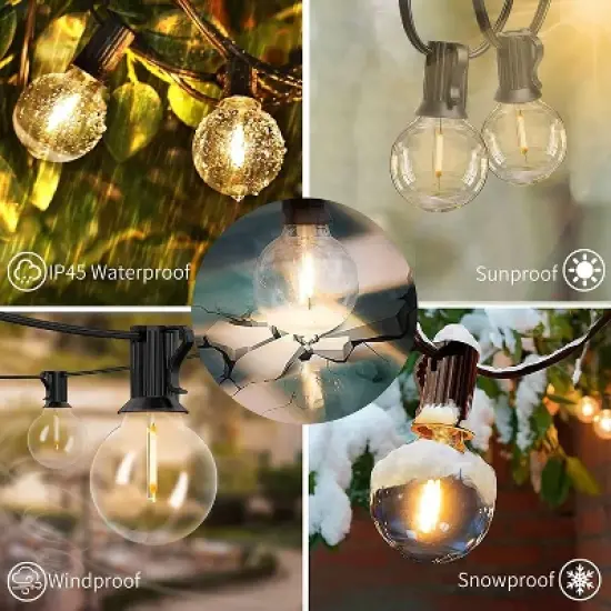 Itopfox Outdoor String Lights 200 FT with 104 Shatterproof LED Bulbs, Commercial Grade Waterproof Hanging Light for Bistro Backyard Cafe Market image {2}