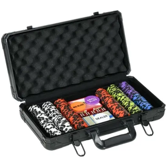 Soozier 300/500 Chip, 14 Gram Clay Poker Chips Set with Aluminum Case, Casino Poker Chips with 2 Decks of Playing Cards, Dealer Button & 5 Dice image {7}