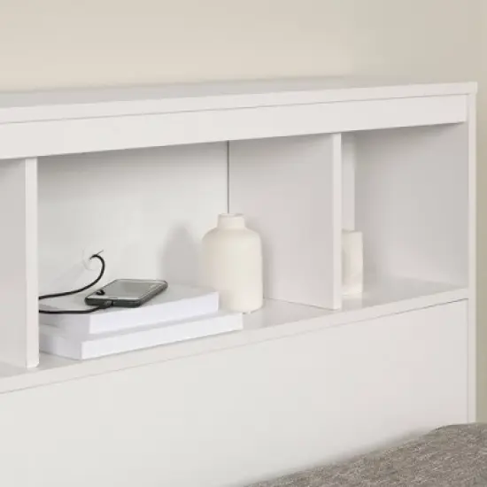 Full Fusion Bookcase Headboard Pure White - South Shore image {3}