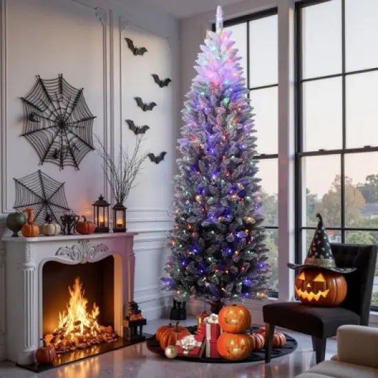 4.5/6/7.5/9 FT Artificial Christmas Tree, Christmas Tree with Decoration, Metal Base Easy Assembly for Home, Office, Party, Holiday Decor image {9}