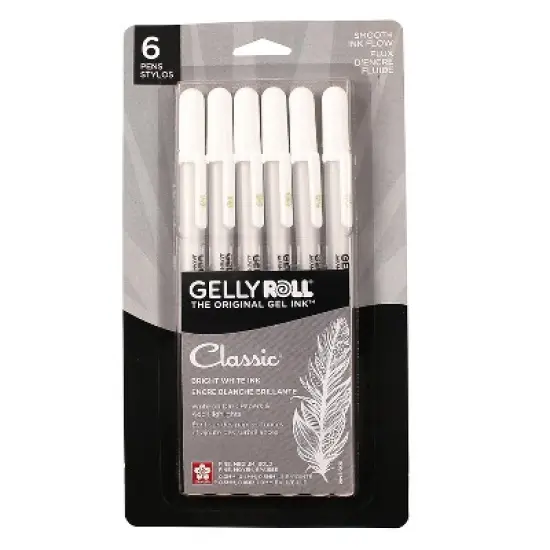 Sakura Classic Gel Retractable Pen Liquid Ink White Ink 6/Bundle (SAK57461-3) image {1}