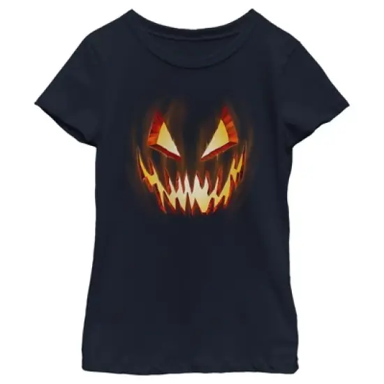 Girl's Lost Gods Evil Pumpkin Face T-Shirt image {4}