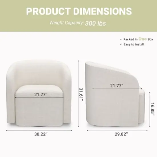 Green Swivel Barrel Accent Chair, Upholstered 360&deg; Rotating Armchair for Living Room, Bedroom, Office, or Waiting Area &ndash; No Assembly Needed image {3}