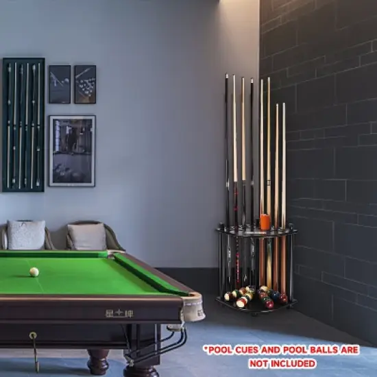 GSE Wooden Floor-Standing Billiard Pool Cue Rack with Score Counters &ndash; Holds 8 Cues and Full Pool Balls Set image {8}