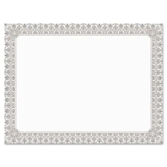 Southworth Premium Certificates White Fleur Silver Foil Border 66 lb 8.5 x 11 15/Pack CTP1W image {2}