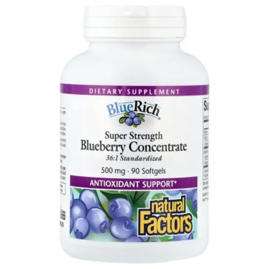 Natural Factors BlueRich&reg;, Super Strength Blueberry Concentrate, 500 mg, 90 Softgels image {4}