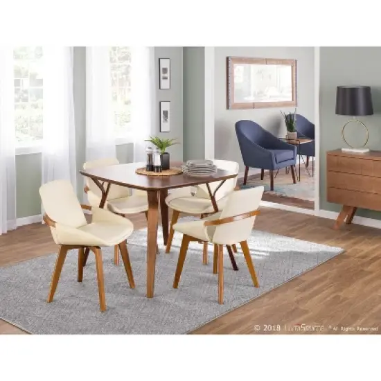 Cosmo Mid-Century Modern Chair Cream/Walnut - LumiSource image {1}