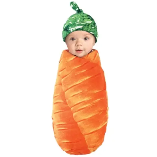 Touched by Nature Baby Organic Cotton Swaddle Blanket and Headband or Cap, Carrot, One Size image {2}