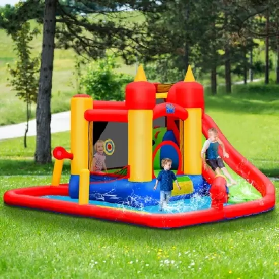 Costway Inflatable Water Slide Jumping Bounce House Bouncy Splash Park with 740W Blower image {3}
